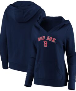 Women's Boston Red Sox  Branded Navy Core Team Lockup V-Neck Pullover Hoodie