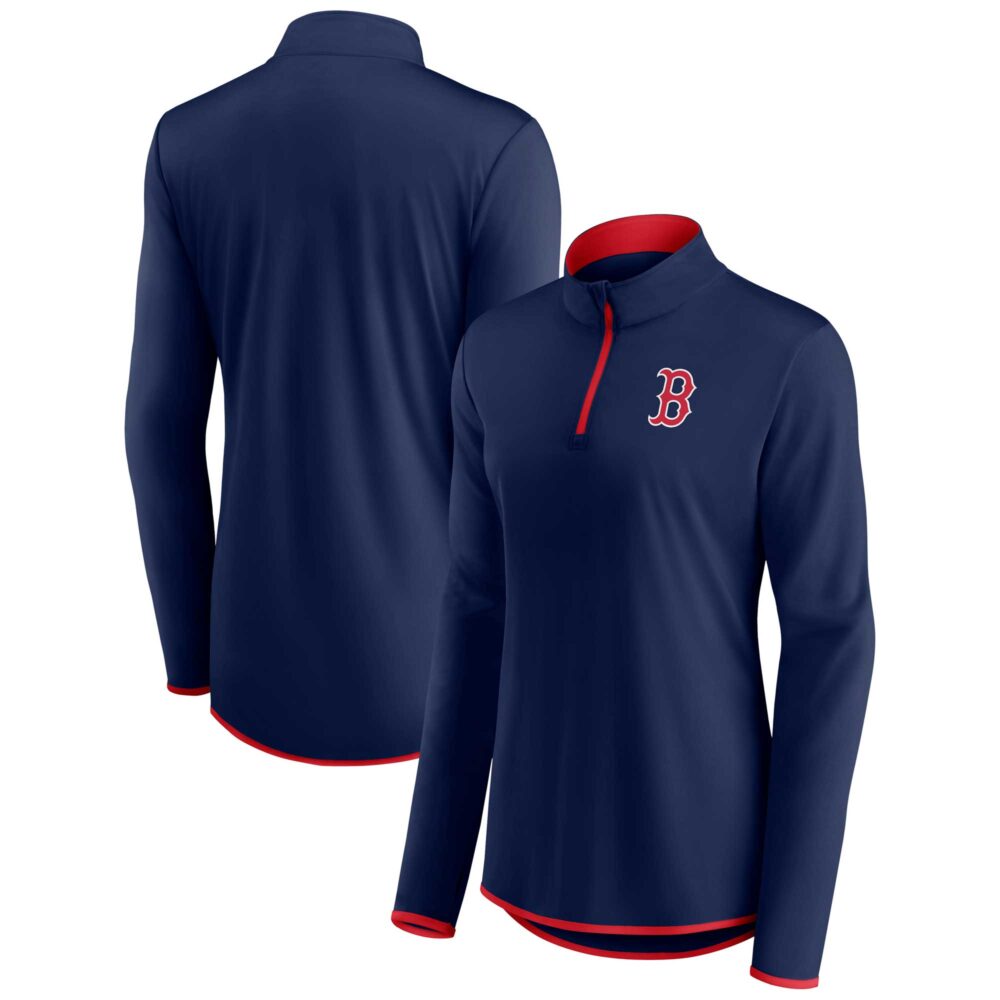 Women's Boston Red Sox  Branded Navy Corner Quarter-Zip Top