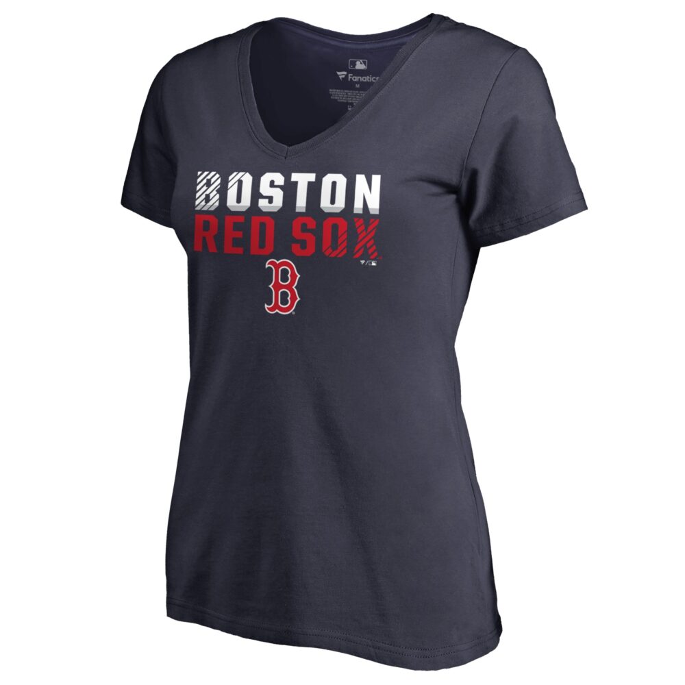 Women's Boston Red Sox  Branded Navy Fade Out V-Neck T-Shirt