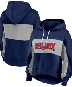 Women's Boston Red Sox  Branded Navy Filled Stat Sheet Pullover Hoodie