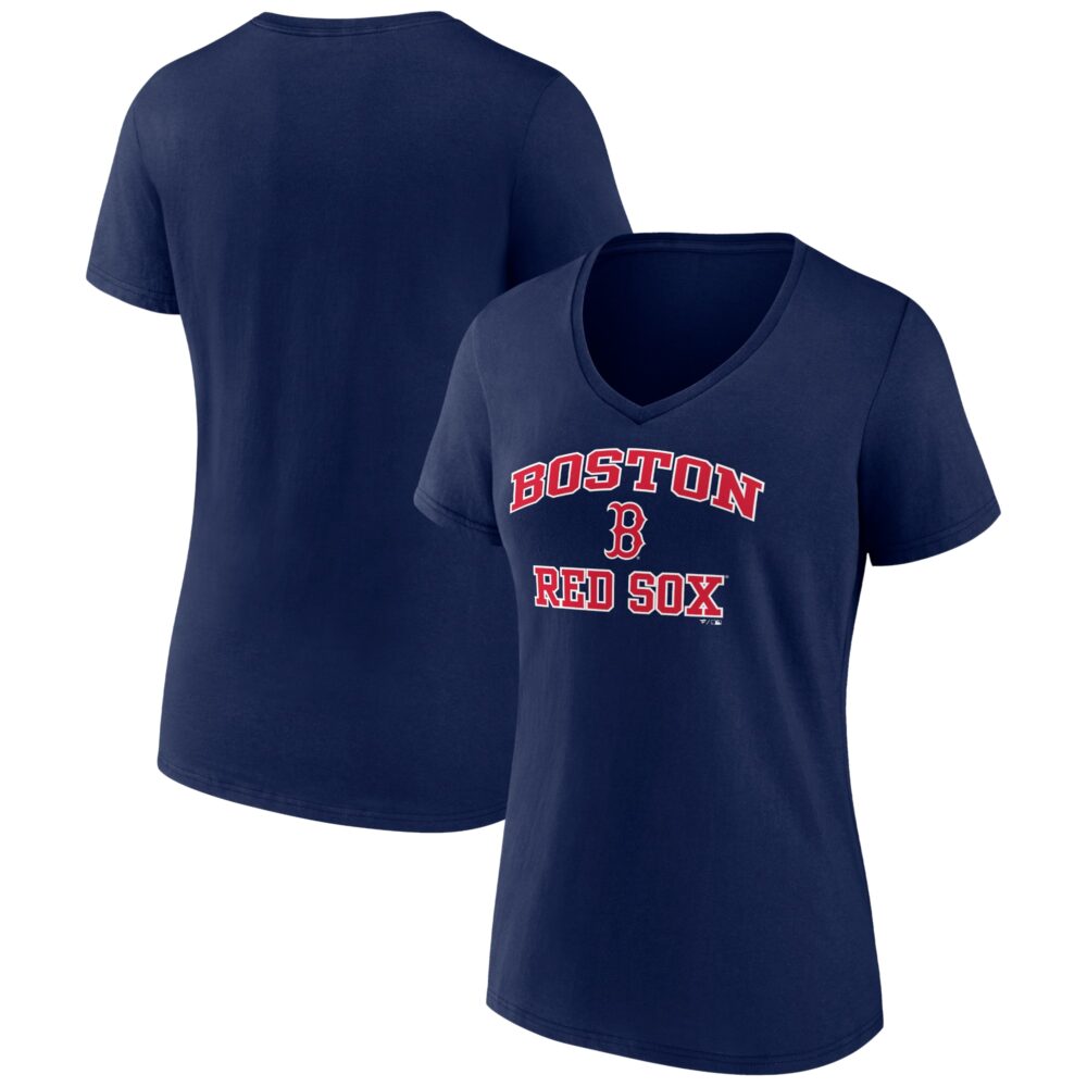 Women's Boston Red Sox  Branded Navy Heart and Soul V-Neck T-Shirt