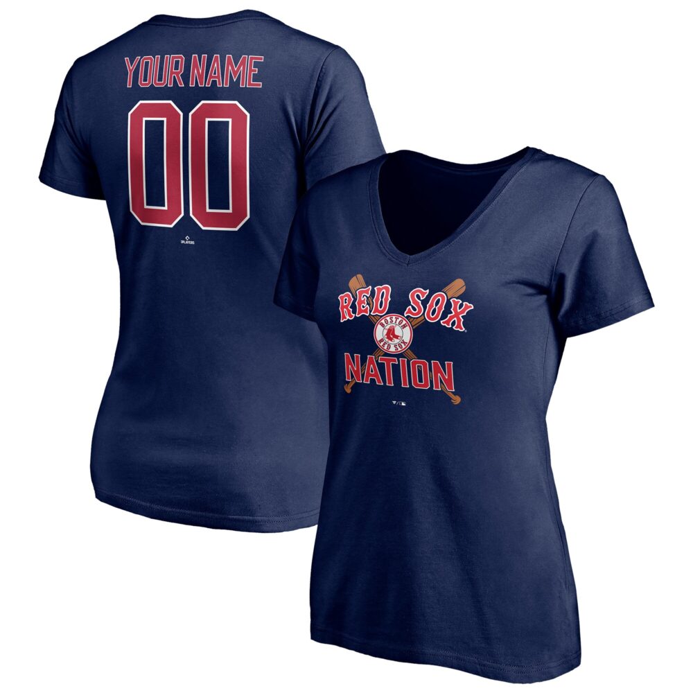 Women's Boston Red Sox  Branded Navy Hometown Legend Personalized Name & Number V-Neck T-Shirt