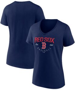 Women's Boston Red Sox  Branded Navy Live For It Team V-Neck T-Shirt
