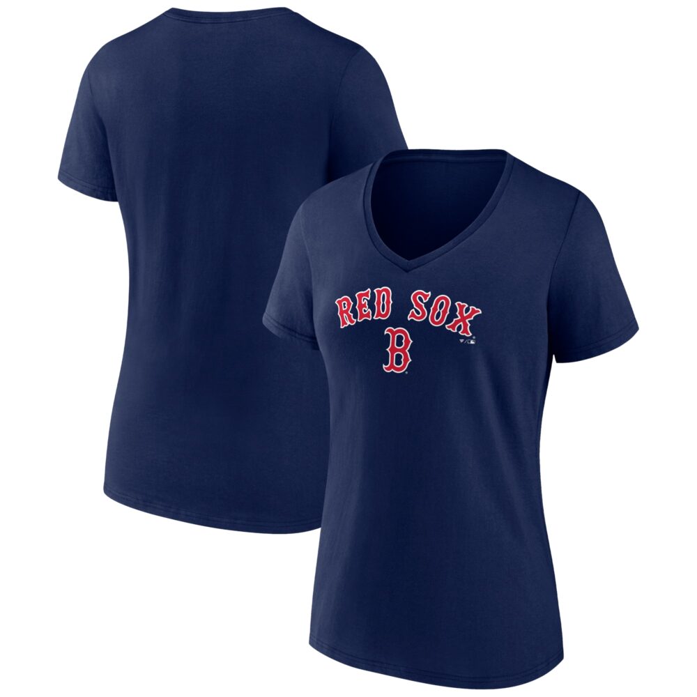 Women's Boston Red Sox  Branded Navy Lockup V-Neck T-Shirt