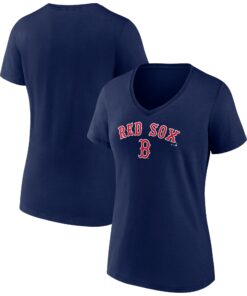 Women's Boston Red Sox  Branded Navy Lockup V-Neck T-Shirt
