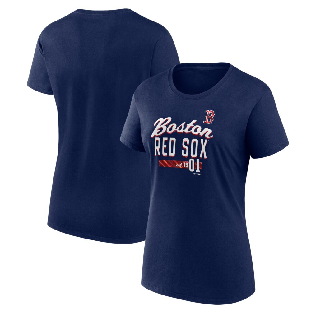 Women's Boston Red Sox  Branded Navy Logo Fitted T-Shirt