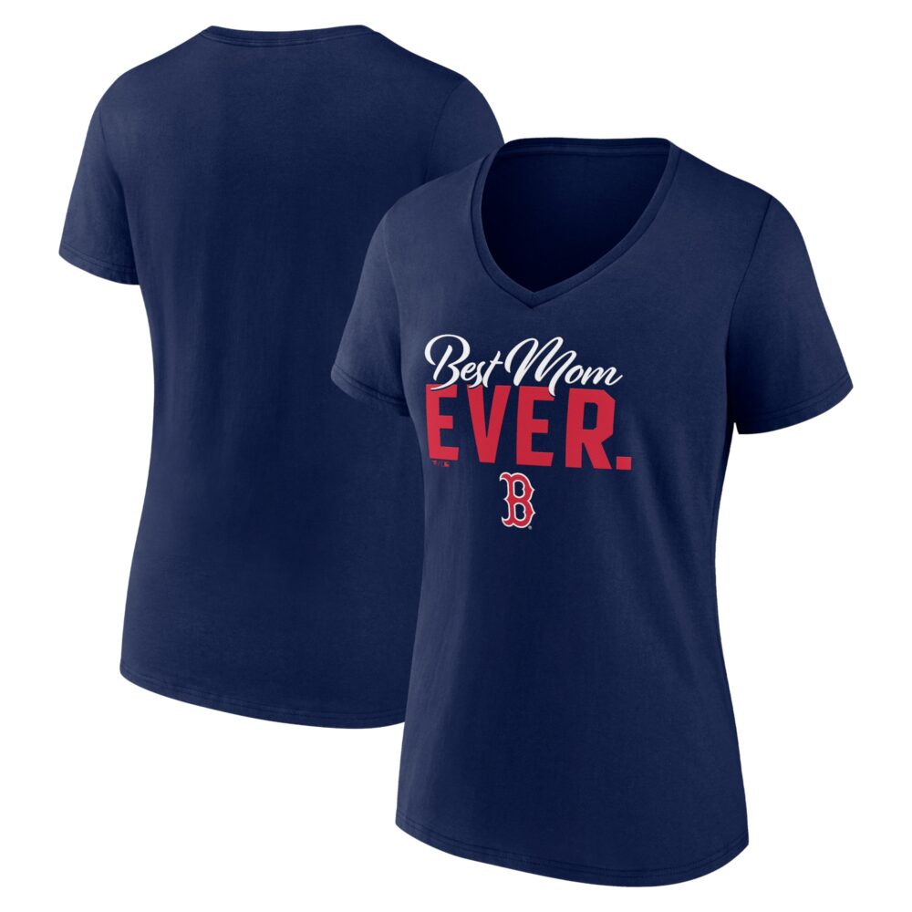 Women's Boston Red Sox  Branded Navy Mother's Day V-Neck T-Shirt