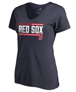 Women's Boston Red Sox  Branded Navy Onside Stripe V-Neck T-Shirt