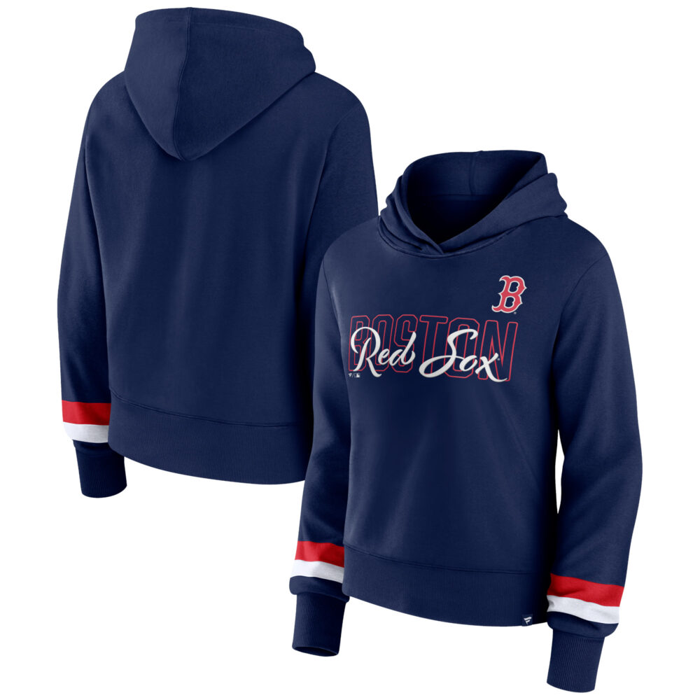 Women's Boston Red Sox   Branded Navy Over Under Pullover Hoodie