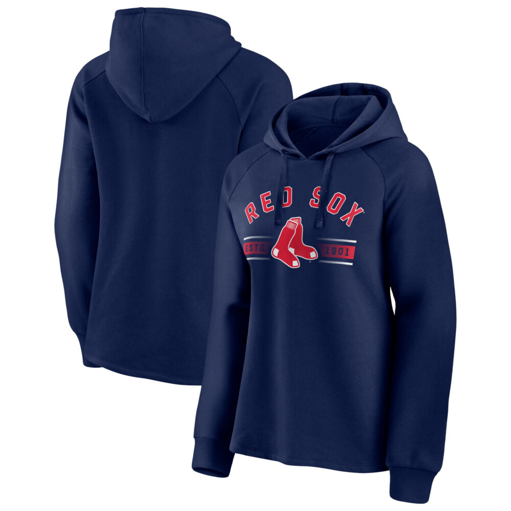 Women's Boston Red Sox  Branded Navy Perfect Play Raglan Pullover Hoodie
