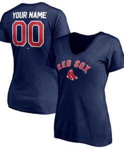 Women's Boston Red Sox  Branded Navy Personalized Winning Streak Name & Number V-Neck T-Shirt