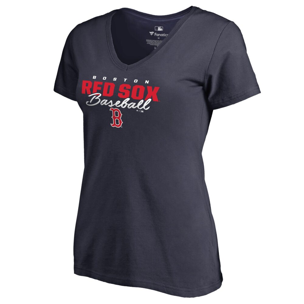 Women's Boston Red Sox  Branded Navy Script Assist V-Neck T-Shirt