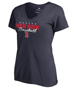Women's Boston Red Sox  Branded Navy Script Assist V-Neck T-Shirt