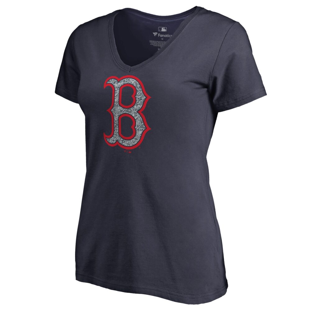Women's Boston Red Sox  Branded Navy Static Logo V-Neck T-Shirt