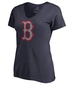 Women's Boston Red Sox  Branded Navy Static Logo V-Neck T-Shirt