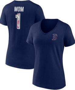 Women's Boston Red Sox  Branded Navy Team Mother's Day V-Neck T-Shirt