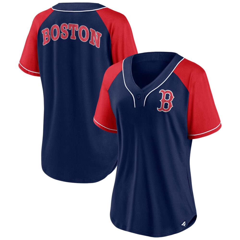 Women's Boston Red Sox  Branded Navy Ultimate Style Raglan V-Neck T-Shirt