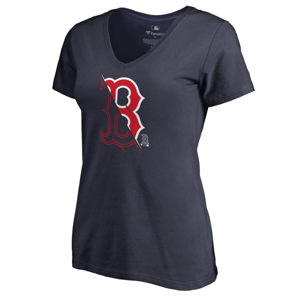 Women's Boston Red Sox  Branded Navy X-Ray V-Neck T-Shirt