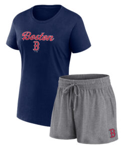 Women's Boston Red Sox  Branded Navy/Gray Script T-Shirt & Shorts Combo Set