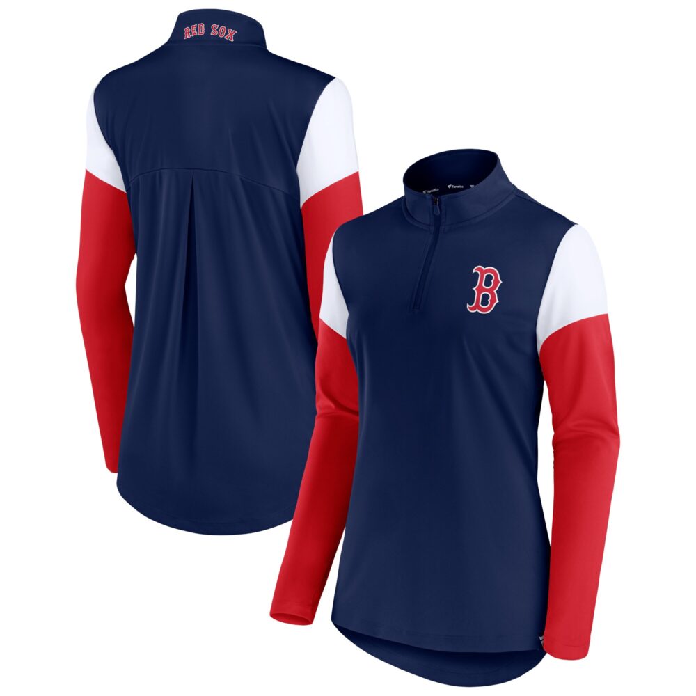 Women's Boston Red Sox  Branded Navy/Red Authentic Fleece Quarter-Zip Jacket