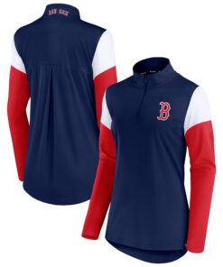 Women's Boston Red Sox  Branded Navy/Red Authentic Fleece Quarter-Zip Jacket
