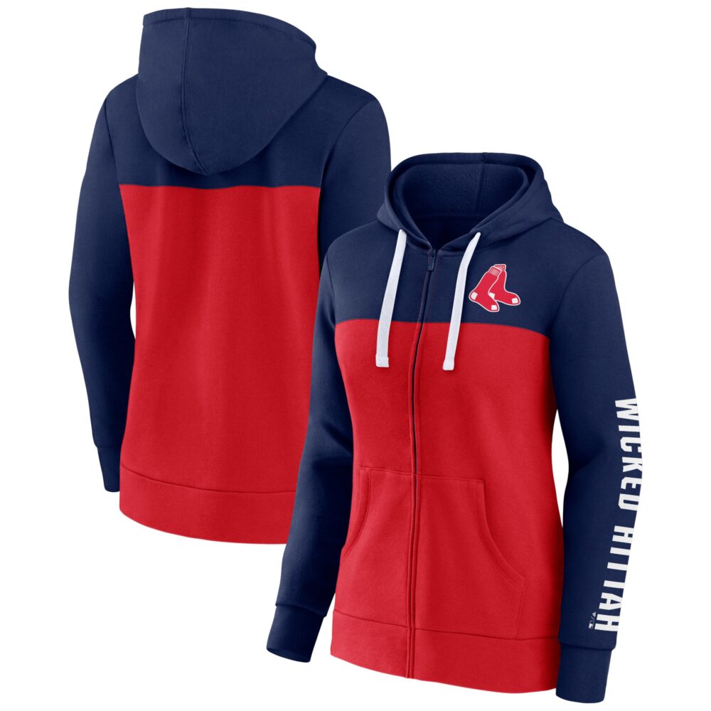 Women's Boston Red Sox  Branded Navy/Red Take The Field Colorblocked Hoodie Full-Zip Jacket