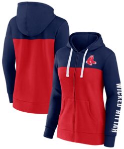 Women's Boston Red Sox  Branded Navy/Red Take The Field Colorblocked Hoodie Full-Zip Jacket