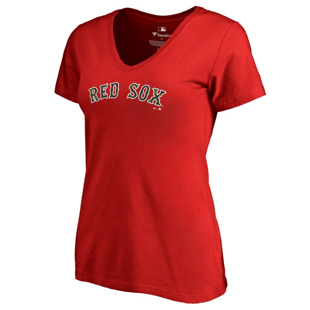 Women's Boston Red Sox  Branded Red Armed Forces Wordmark T-Shirt