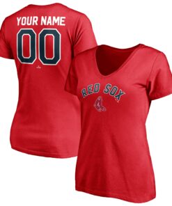 Women's Boston Red Sox  Branded Red Cooperstown Winning Streak Personalized Name & Number V-Neck T-Shirt