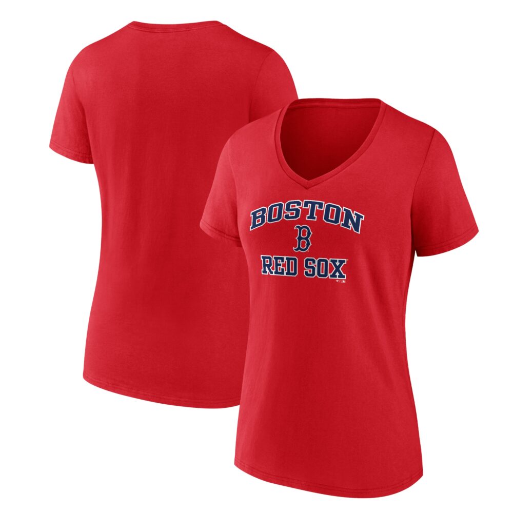 Women's Boston Red Sox  Branded Red Heart and Soul V-Neck T-Shirt