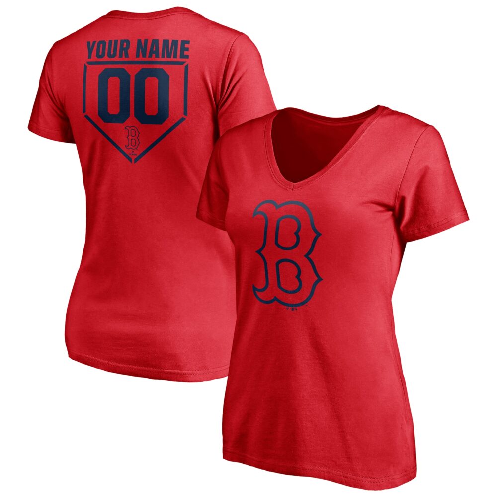 Women's Boston Red Sox  Branded Red Personalized RBI Logo V-Neck T-Shirt