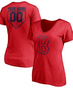 Women's Boston Red Sox  Branded Red Personalized RBI Logo V-Neck T-Shirt
