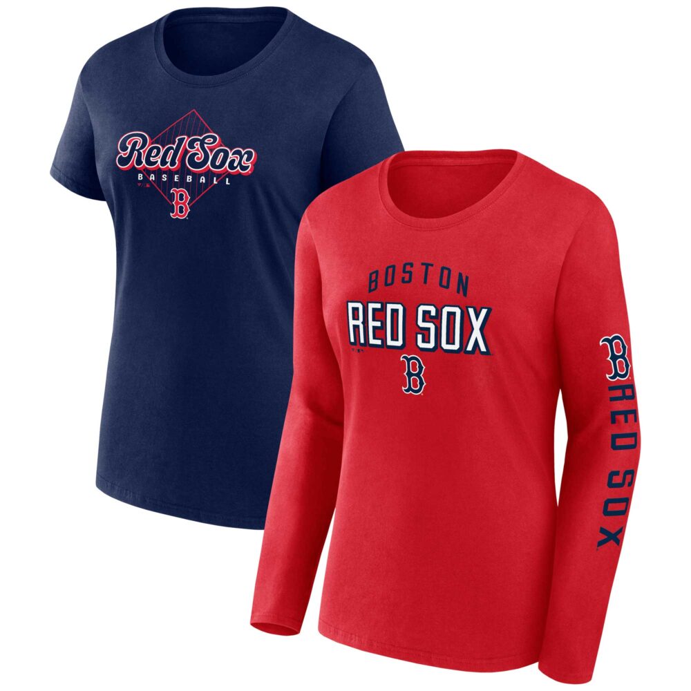 Women's Boston Red Sox  Branded Red/Navy T-Shirt Combo Pack