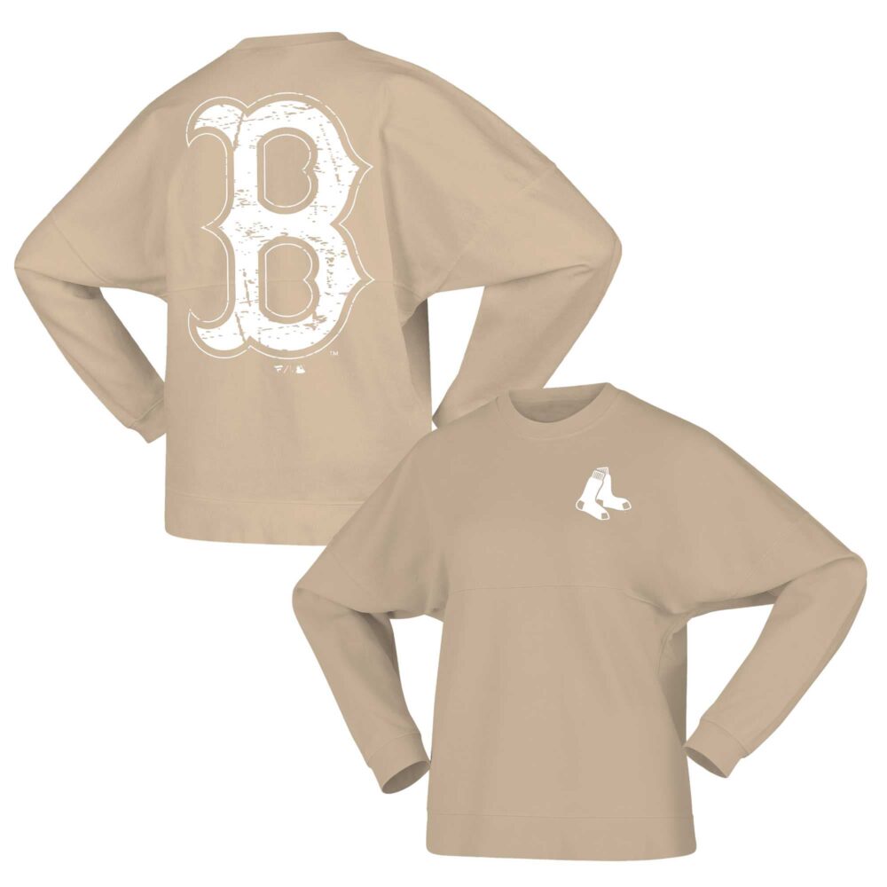 Women's Boston Red Sox  Branded Tan Branded Fleece Pullover Sweatshirt