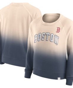 Women's Boston Red Sox  Branded Tan/Navy Luxe Lounge Arch Raglan Pullover Sweatshirt