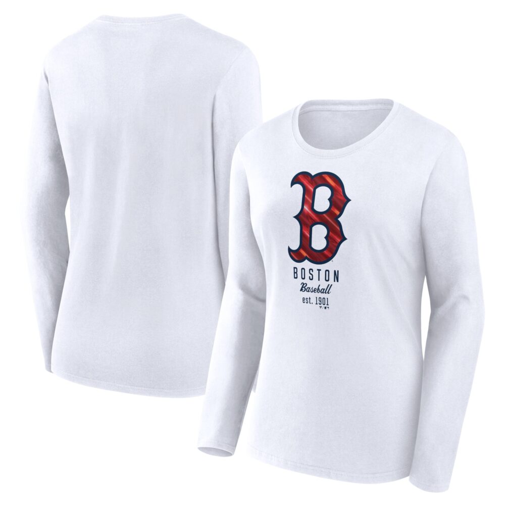 Women's Boston Red Sox   Branded White Lightweight Fitted Long Sleeve T-Shirt