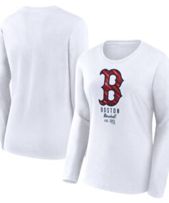 Women's Boston Red Sox   Branded White Lightweight Fitted Long Sleeve T-Shirt