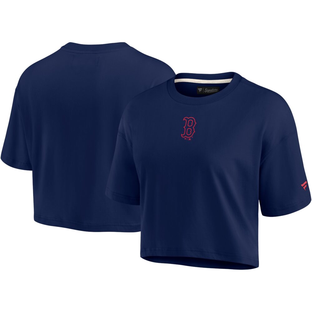 Women's Boston Red Sox  Signature Navy Elements Super Soft Boxy Cropped T-Shirt