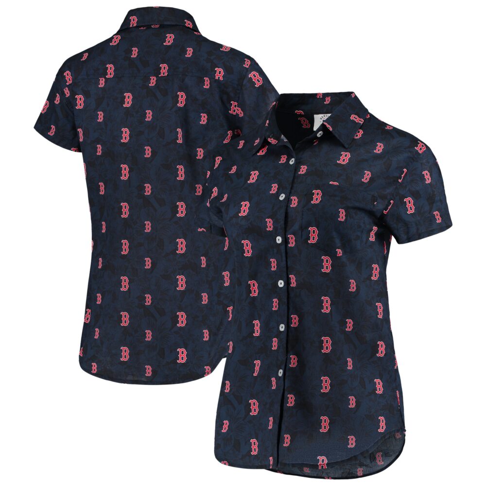 Women's Boston Red Sox FOCO Navy Floral Button Up Shirt