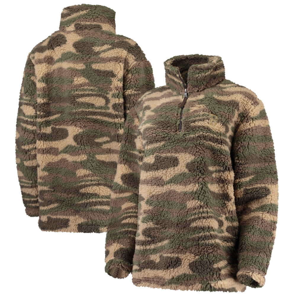 Women's Boston Red Sox G-III 4Her by Carl Banks Camo Sherpa Quarter-Zip Jacket
