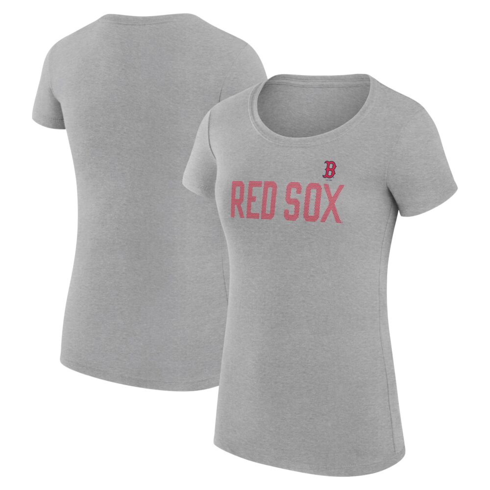 Women's Boston Red Sox  G-III 4Her by Carl Banks Gray Dot Print Fitted T-Shirt