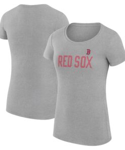 Women's Boston Red Sox  G-III 4Her by Carl Banks Gray Dot Print Fitted T-Shirt