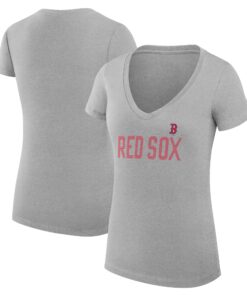Women's Boston Red Sox  G-III 4Her by Carl Banks Gray Dot Print V-Neck Fitted T-Shirt