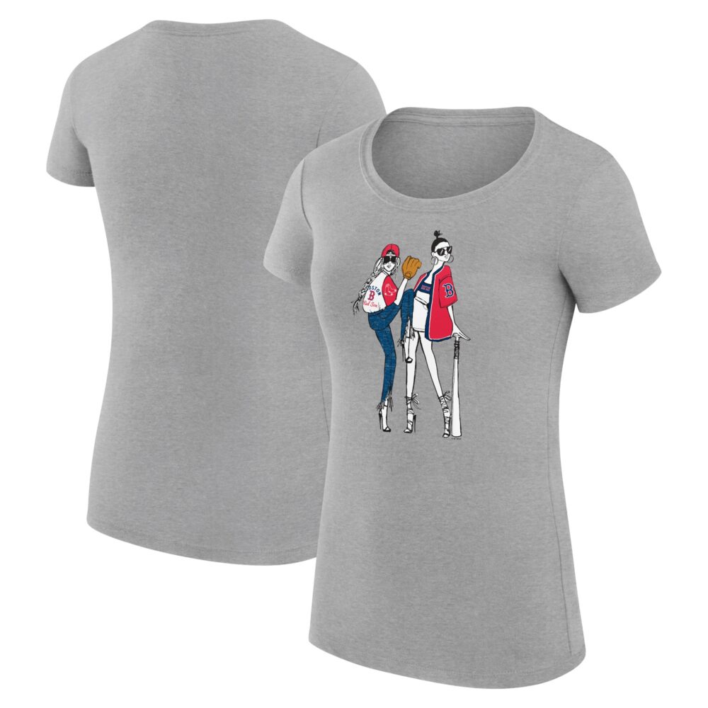 Women's Boston Red Sox  G-III 4Her by Carl Banks Heather Gray Baseball Girls Fitted T-Shirt