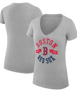 Women's Boston Red Sox G-III 4Her by Carl Banks Heather Gray City Graphic V-Neck Fitted T-Shirt