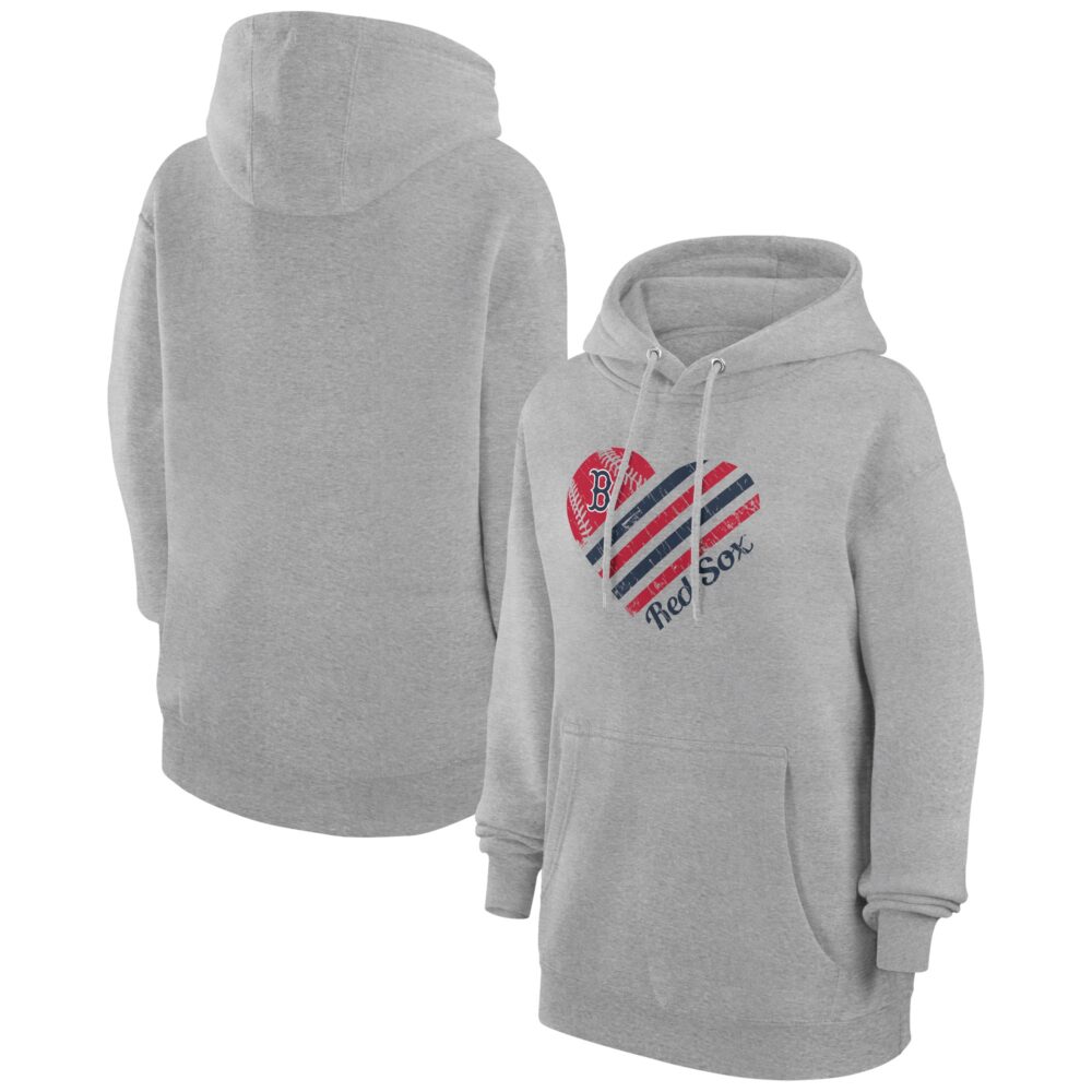 Women's Boston Red Sox  G-III 4Her by Carl Banks Heather Gray Heart Fleece Pullover Hoodie