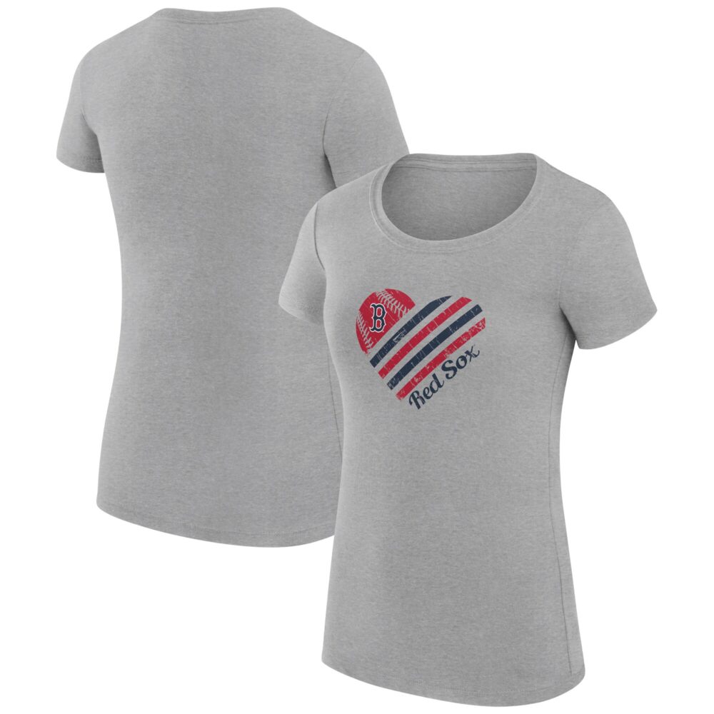 Women's Boston Red Sox  G-III 4Her by Carl Banks Heather Gray Heart Graphic Fitted T-Shirt