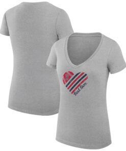 Women's Boston Red Sox  G-III 4Her by Carl Banks Heather Gray Heart V-Neck Fitted T-Shirt
