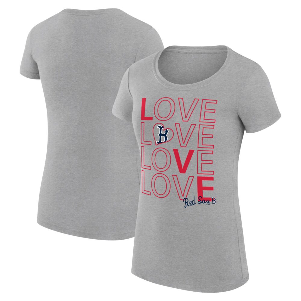 Women's Boston Red Sox G-III 4Her by Carl Banks Heather Gray Love Graphic Team Fitted T-Shirt