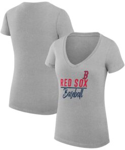 Women's Boston Red Sox  G-III 4Her by Carl Banks Heather Gray Team Graphic V-Neck Fitted T-Shirt